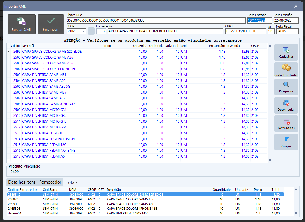 Leitura de XML de Fornecedores